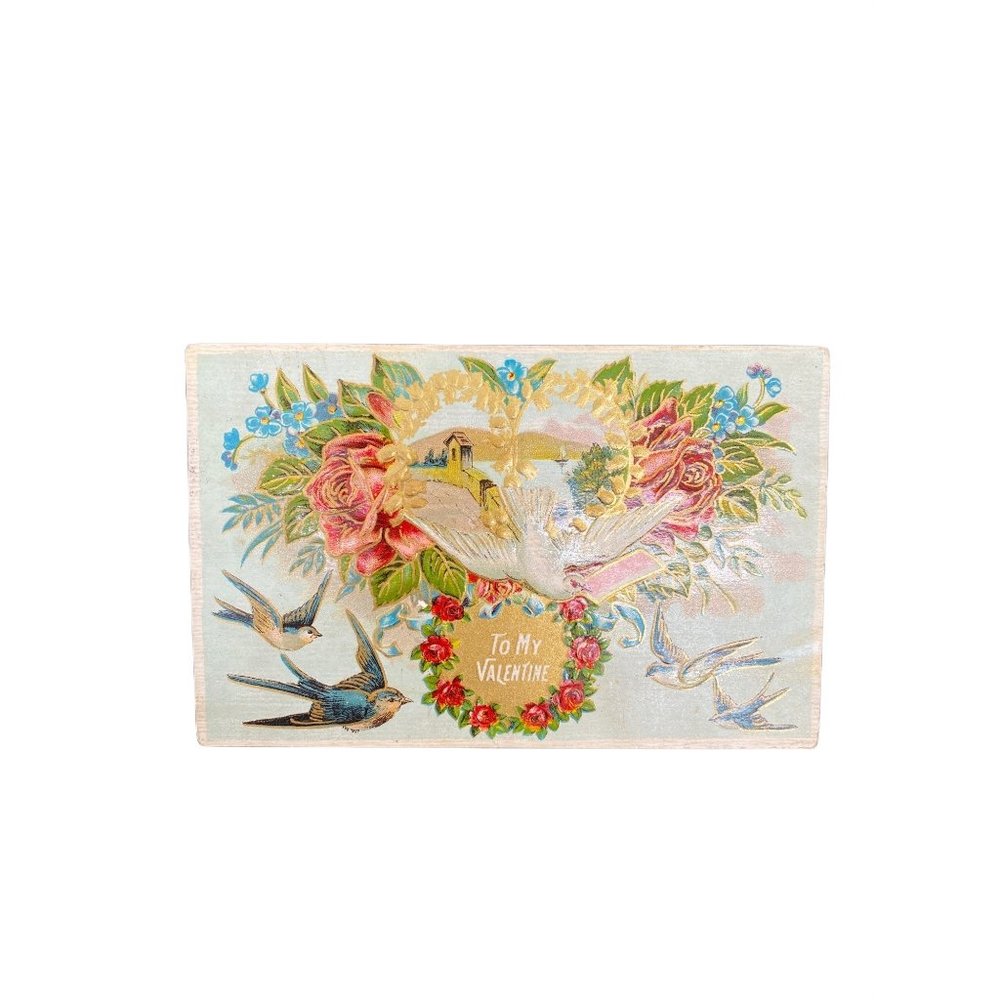 Vintage Valentines Valentine Postcard Posted Stamp 1910 Embossed